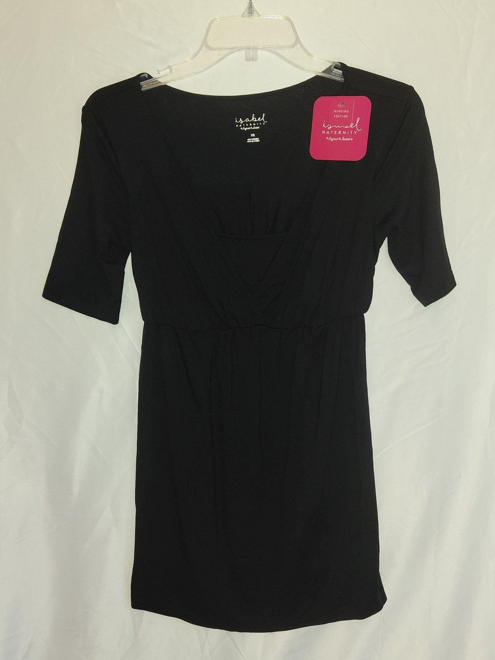 Isabel Maternity Black Nursing Wrap-Style Top #2329